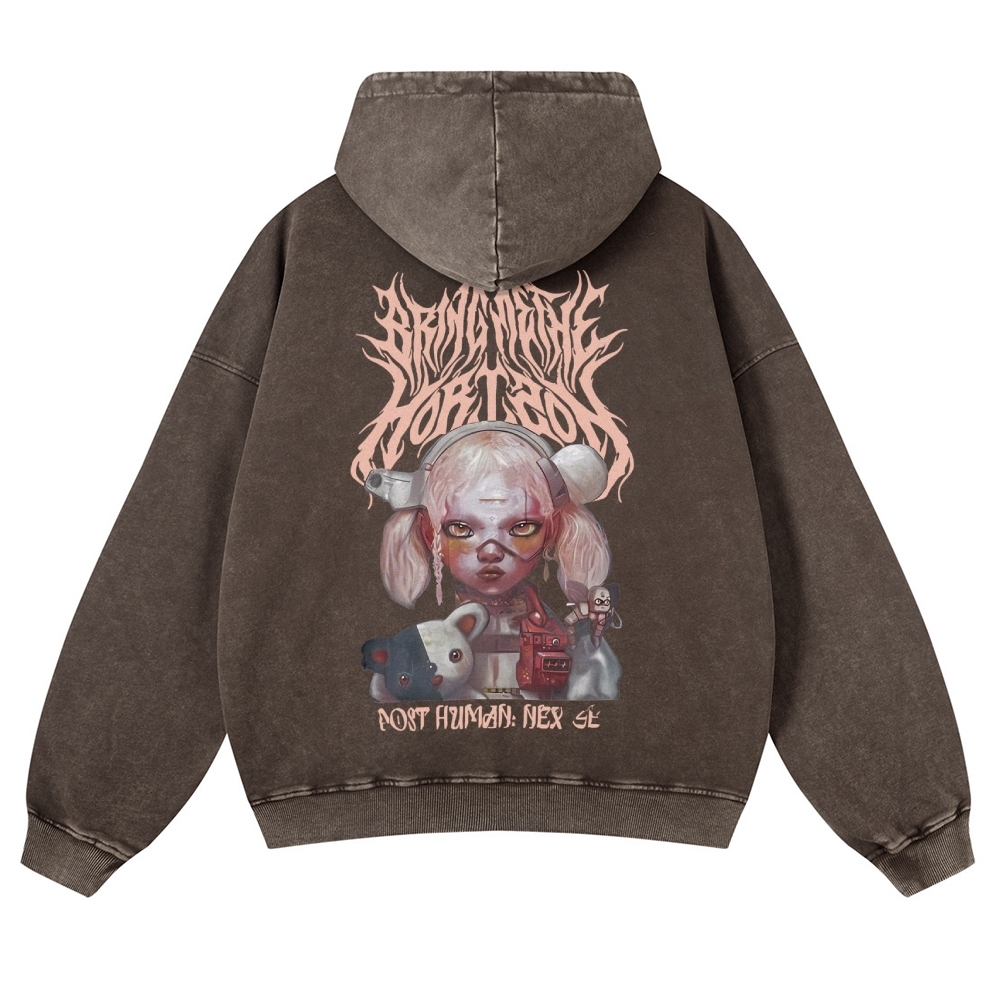 Unisex Fit Vintage "Bring Me The Horizon " Washed Hoodie