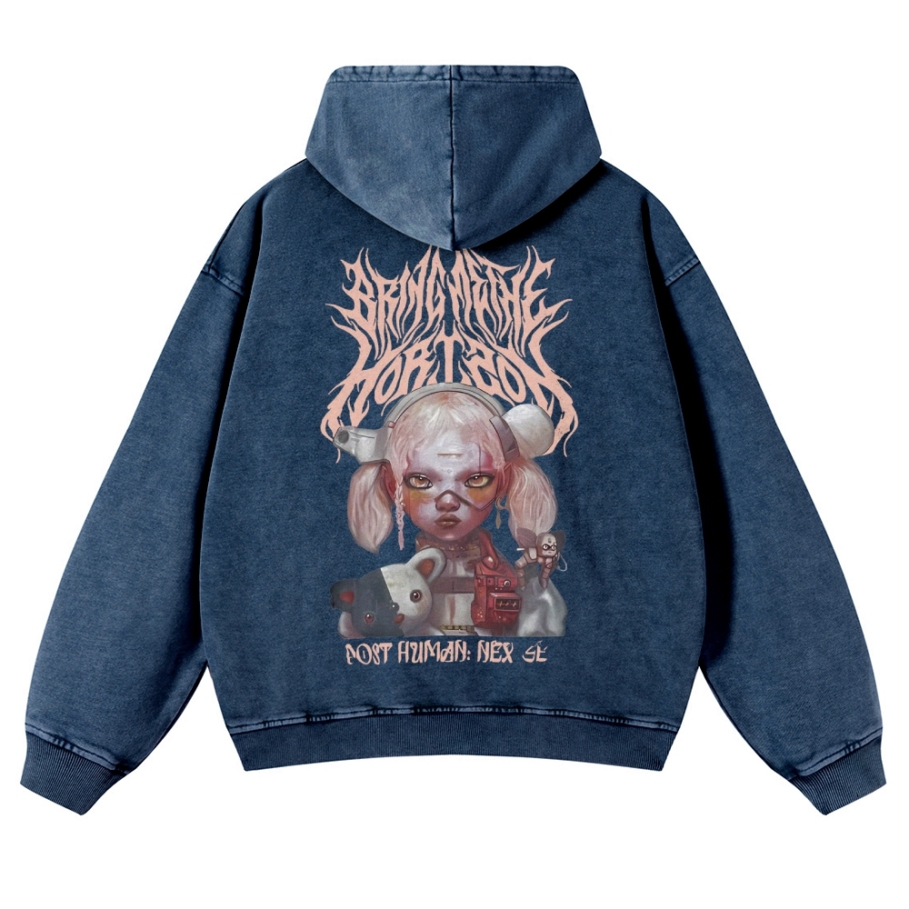 Unisex Fit Vintage "Bring Me The Horizon " Washed Hoodie