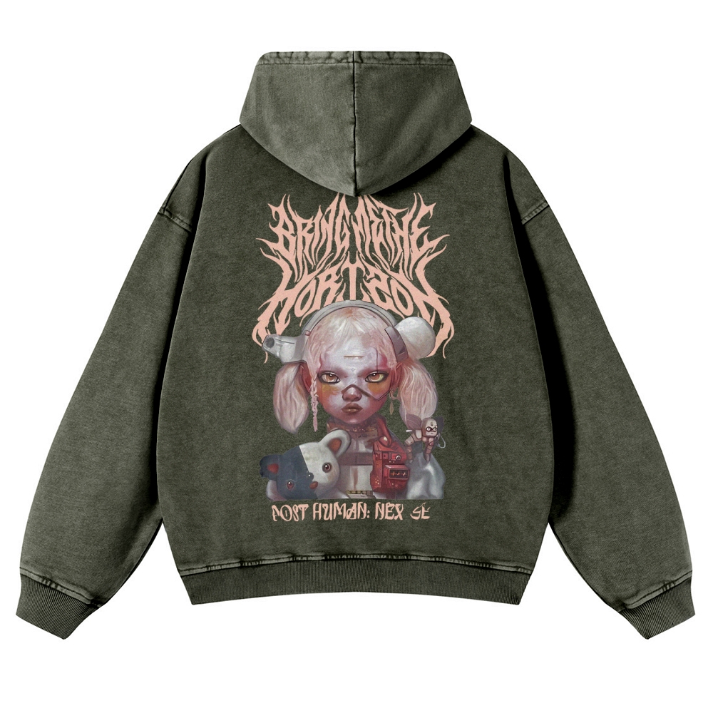 Unisex Fit Vintage "Bring Me The Horizon " Washed Hoodie