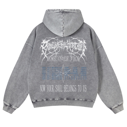 Unisex Fit Vintage  “Bring Me The Horizo​​n”  Washed Hoodie