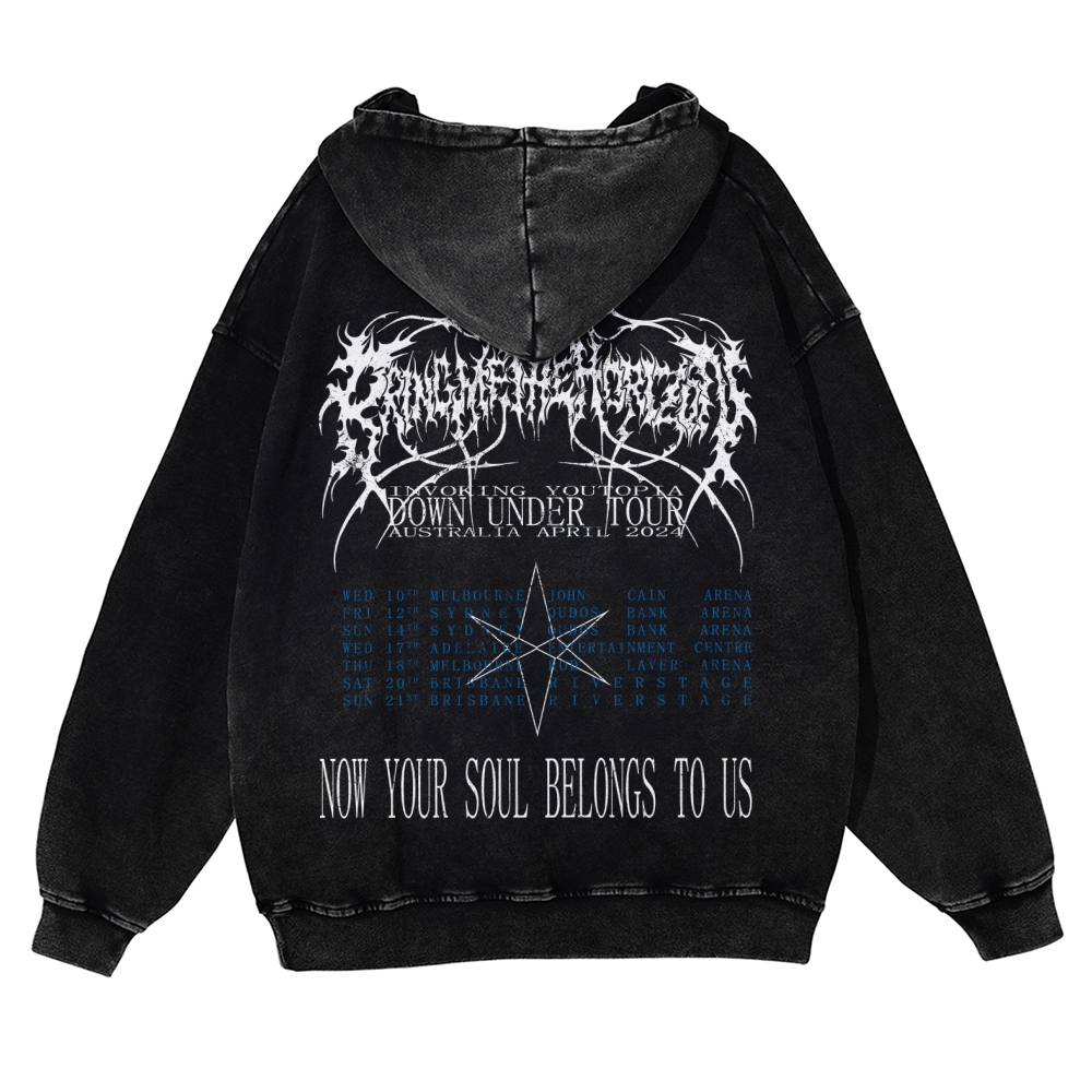 Unisex Fit Vintage  “Bring Me The Horizo​​n”  Washed Hoodie