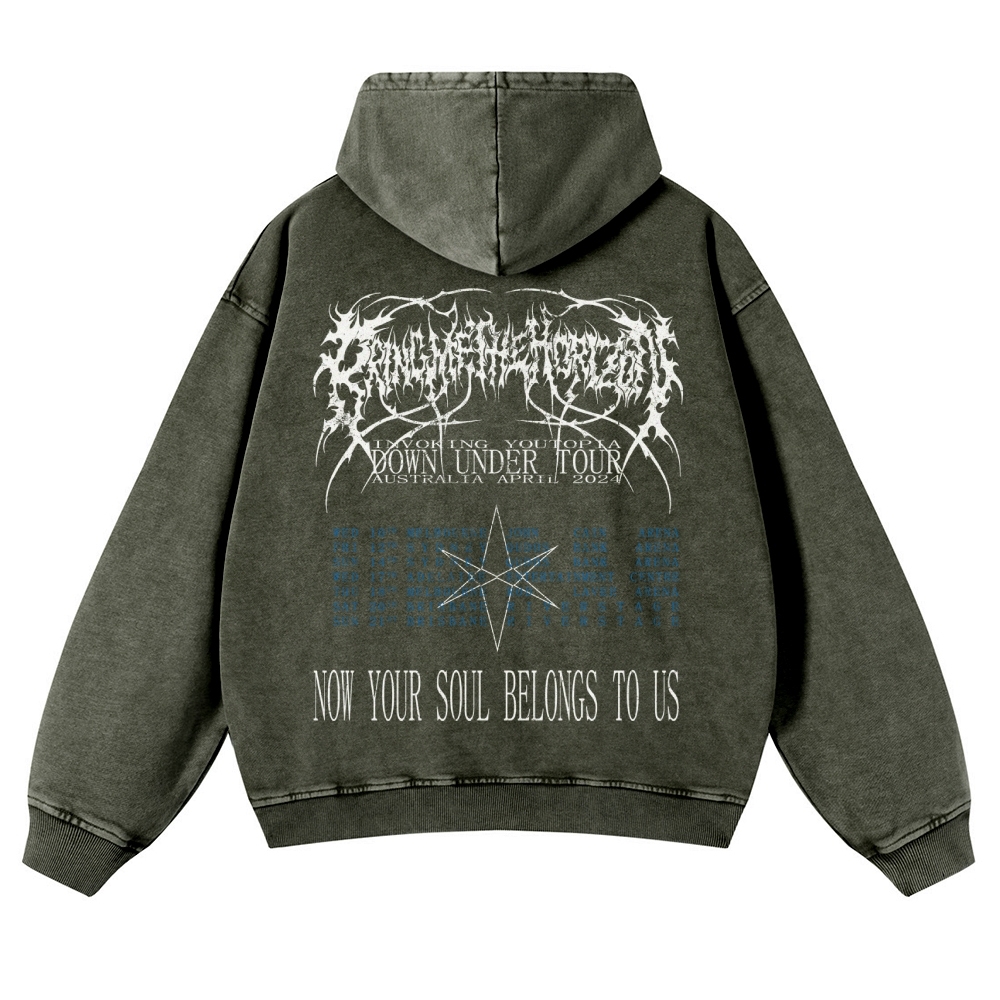 Unisex Fit Vintage  “Bring Me The Horizo​​n”  Washed Hoodie