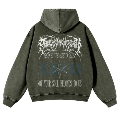 Unisex Fit Vintage  “Bring Me The Horizo​​n”  Washed Hoodie