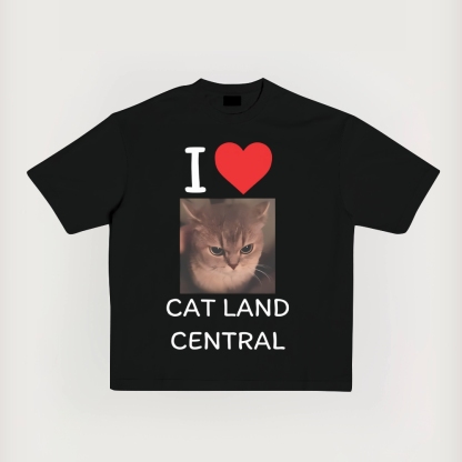 I Cat Land Central Printed Short-Sleeved T-Shirt