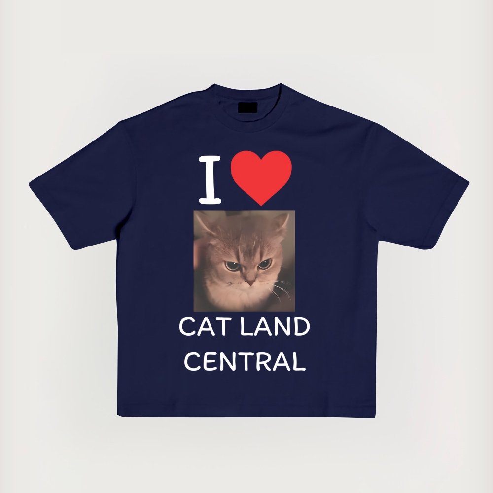 I Cat Land Central Printed Short-Sleeved T-Shirt