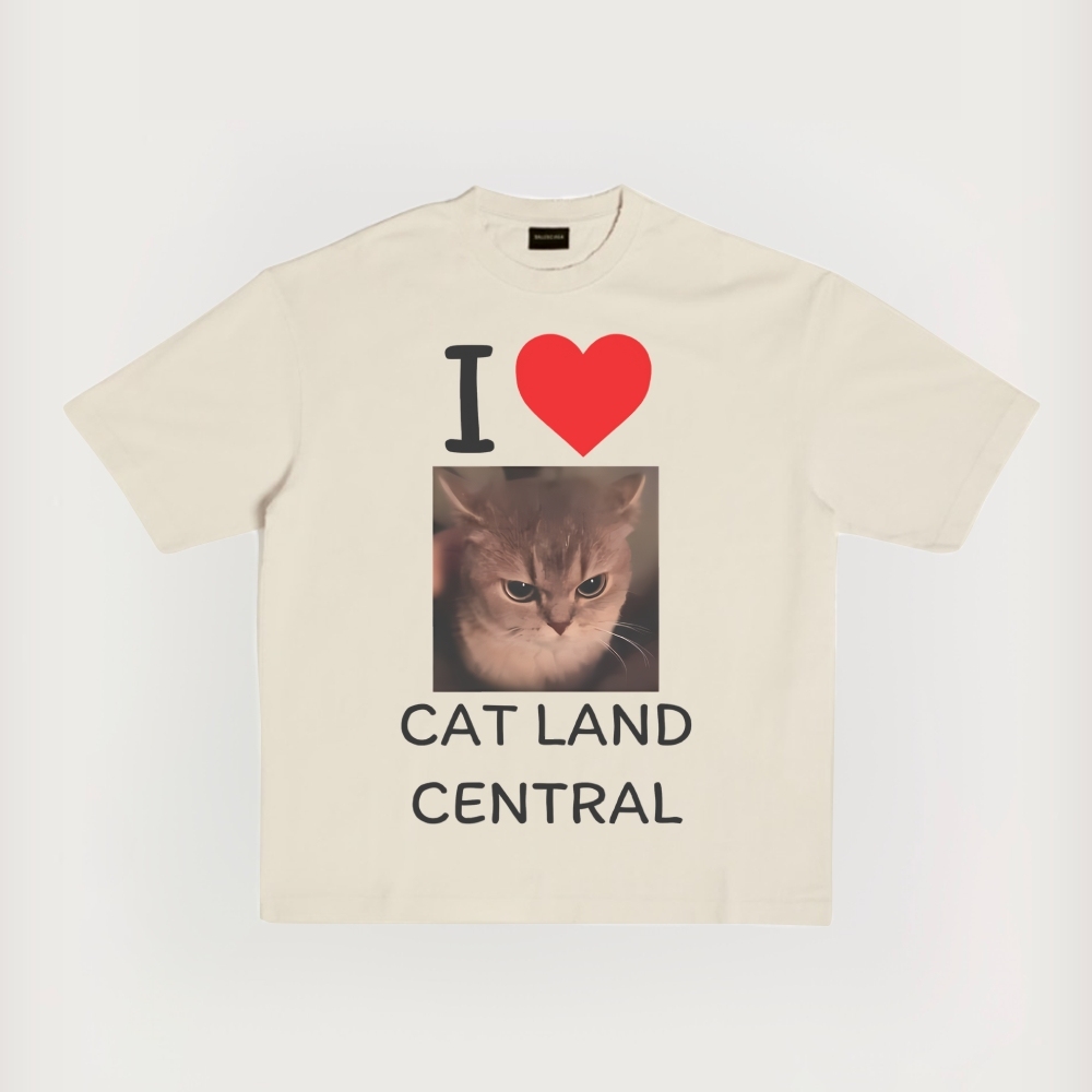 I Cat Land Central Printed Short-Sleeved T-Shirt