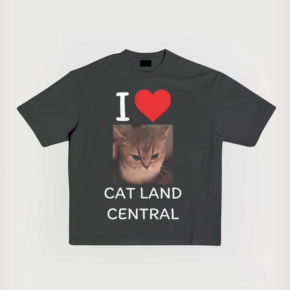 I Cat Land Central Printed Short-Sleeved T-Shirt