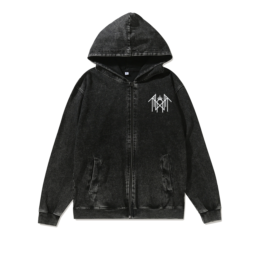 Sleep Token Washed Cotton Zipper Hooded Sweatshirt