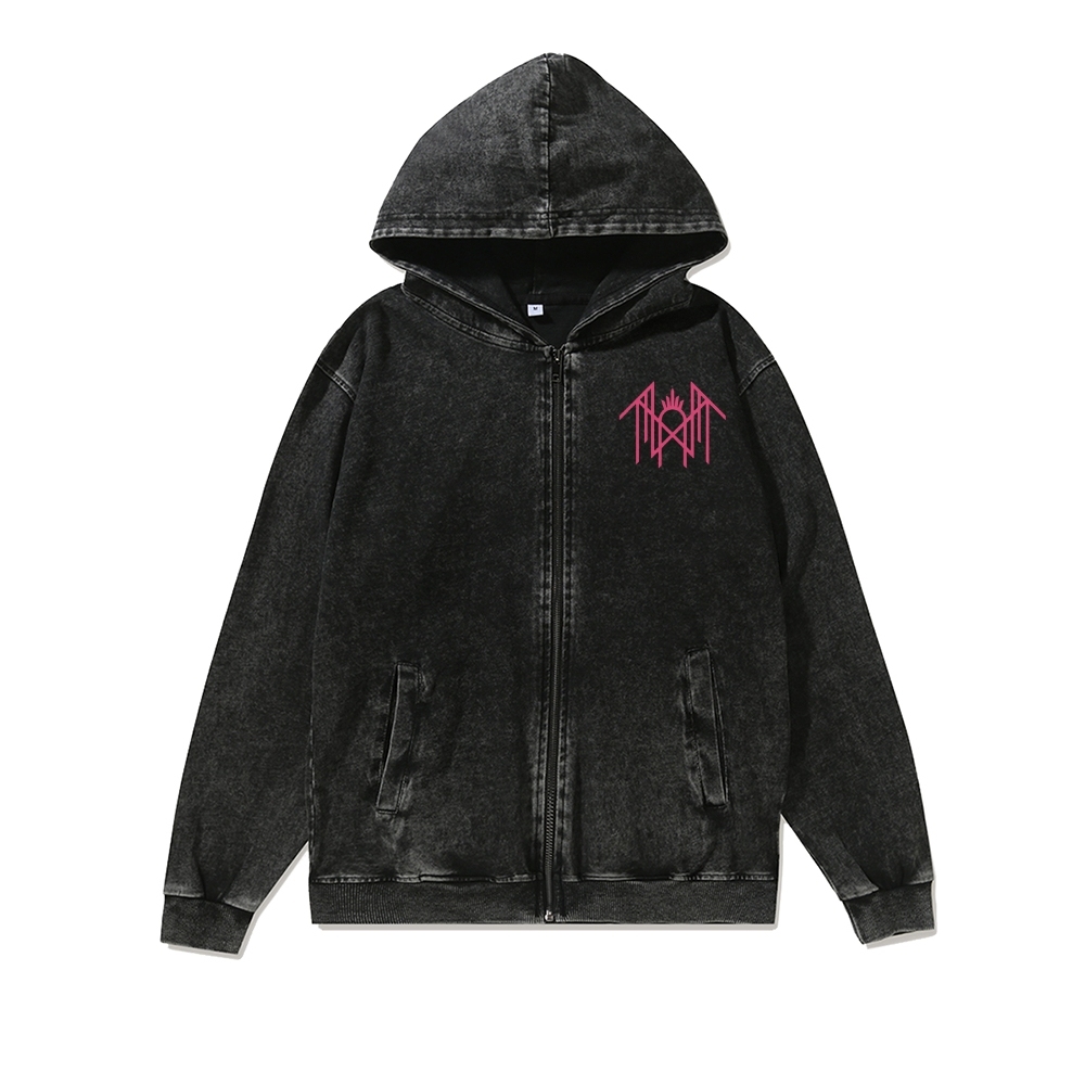 Sleep Token Washed Cotton Zipper Hooded Sweatshirt