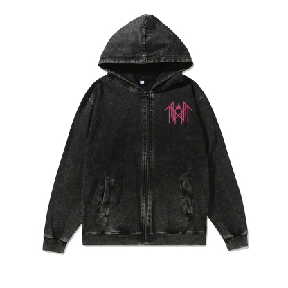  Washed Cotton Zipper Hooded Hoodie