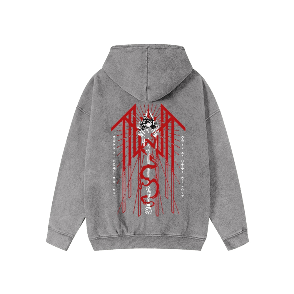  Washed Cotton Zipper Hooded Hoodie