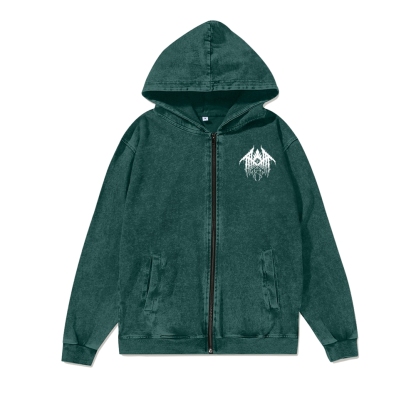  Washed Cotton Zipper Hooded Hoodie