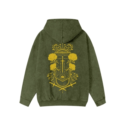  Washed Cotton Zipper Hooded Hoodie