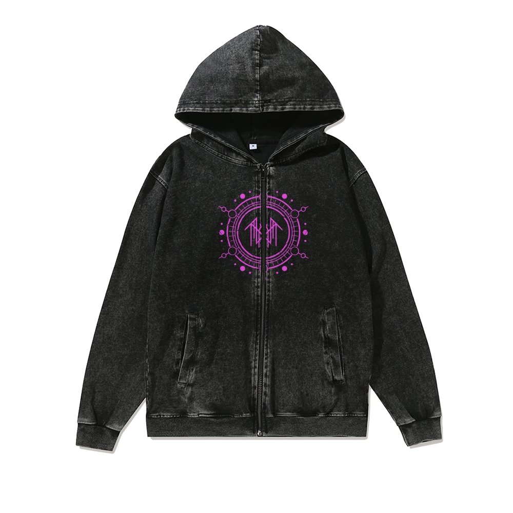 Unisex Sleep Token Washed Cotton Zipper Hooded Sweatshirt