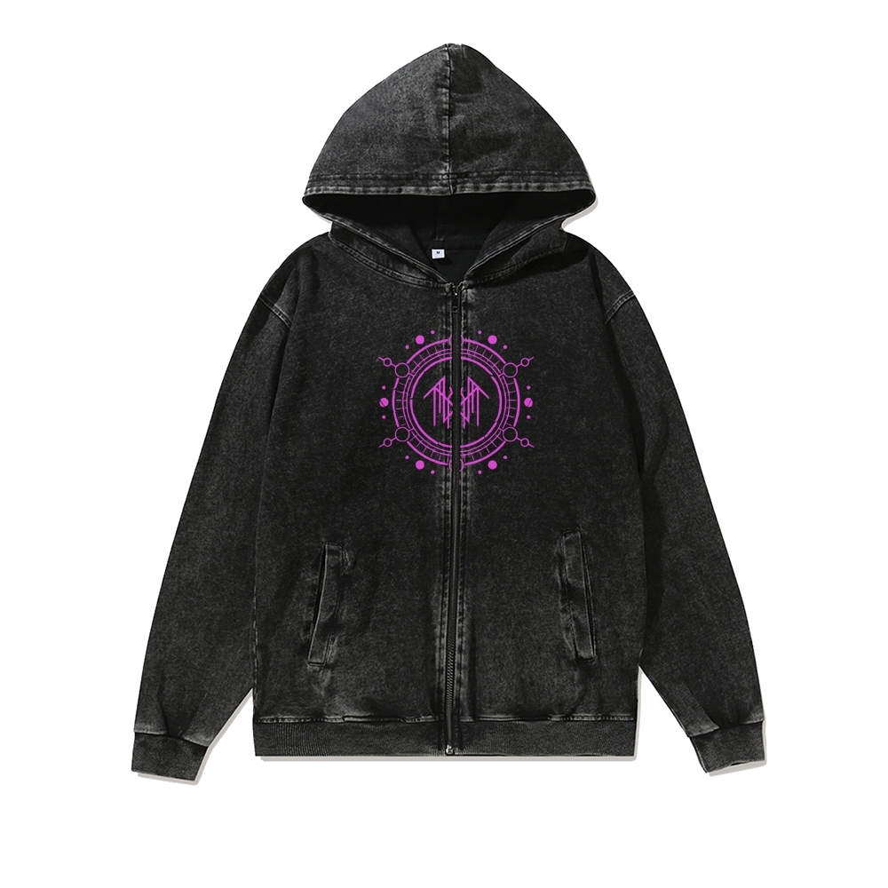 Unisex Sleep Token Washed Cotton Zipper Hooded Sweatshirt