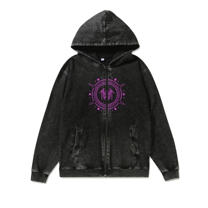 Unisex Sleep Token Washed Cotton Zipper Hooded Sweatshirt