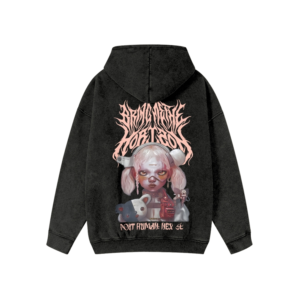 Unisex BMTH Washed Cotton Zipper Hooded Sweatshirt