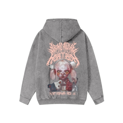 Unisex BMTH Washed Cotton Zipper Hooded Sweatshirt