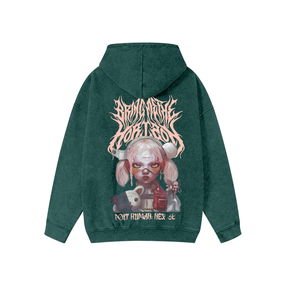 Unisex BMTH Washed Cotton Zipper Hooded Sweatshirt