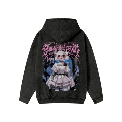 Unisex BMTH Washed Cotton Zipper Hooded Sweatshirt