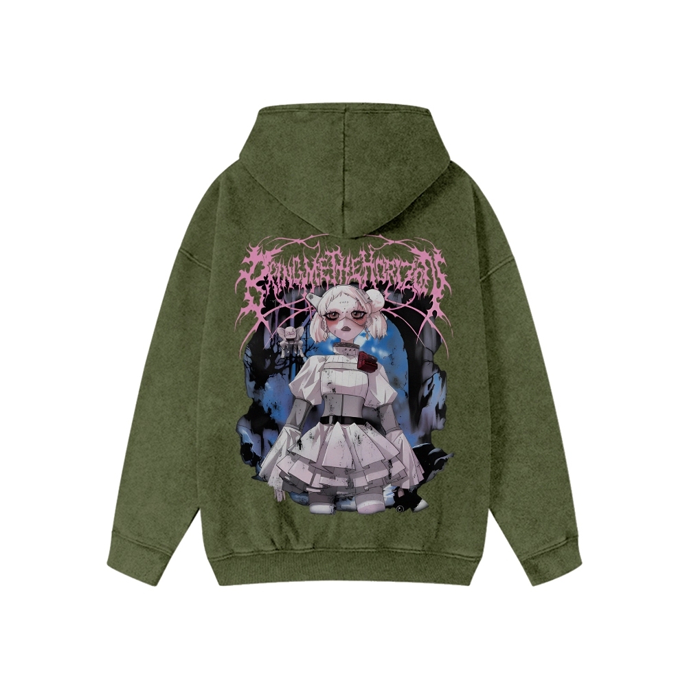 Unisex BMTH Washed Cotton Zipper Hooded Sweatshirt