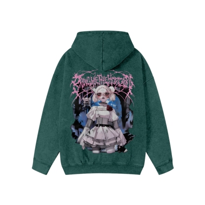 Unisex BMTH Washed Cotton Zipper Hooded Sweatshirt