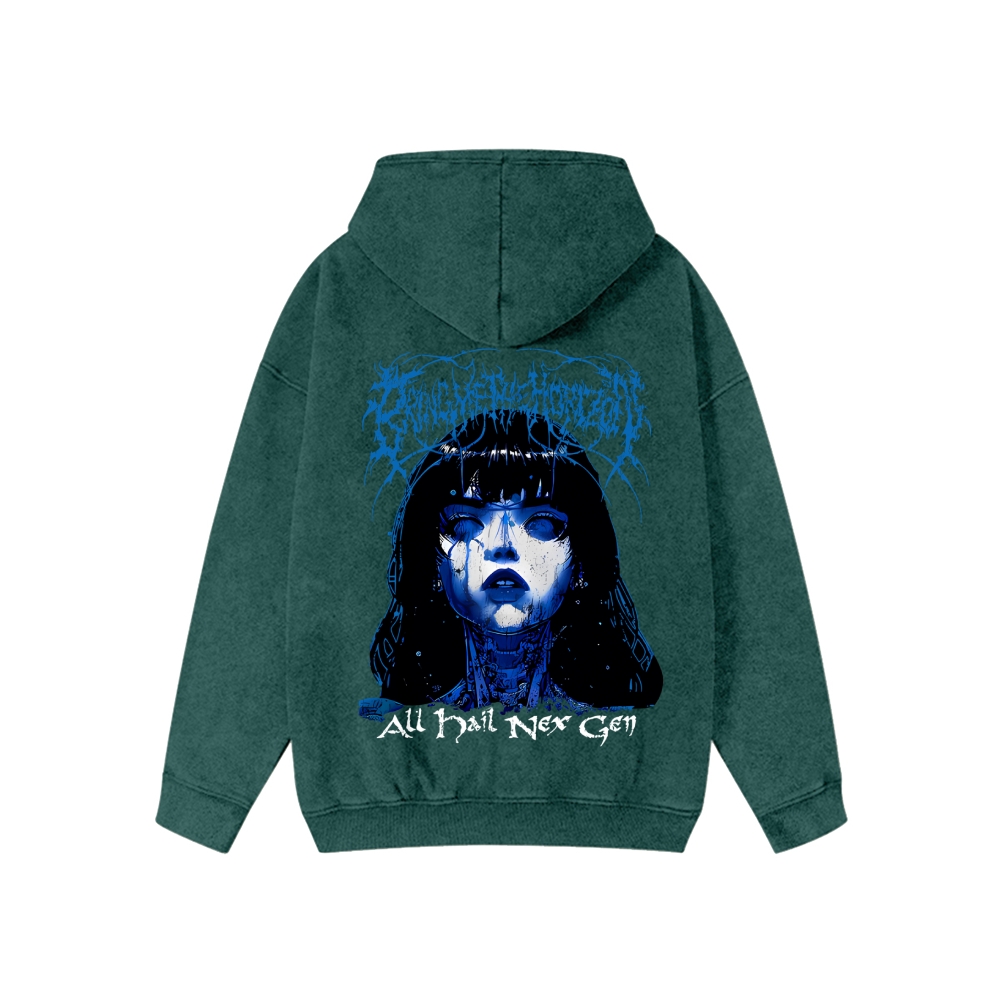 Unisex BMTH Washed Cotton Zipper Hooded Sweatshirt