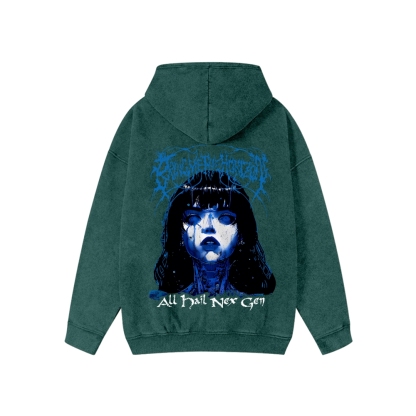 Unisex BMTH Washed Cotton Zipper Hooded Sweatshirt