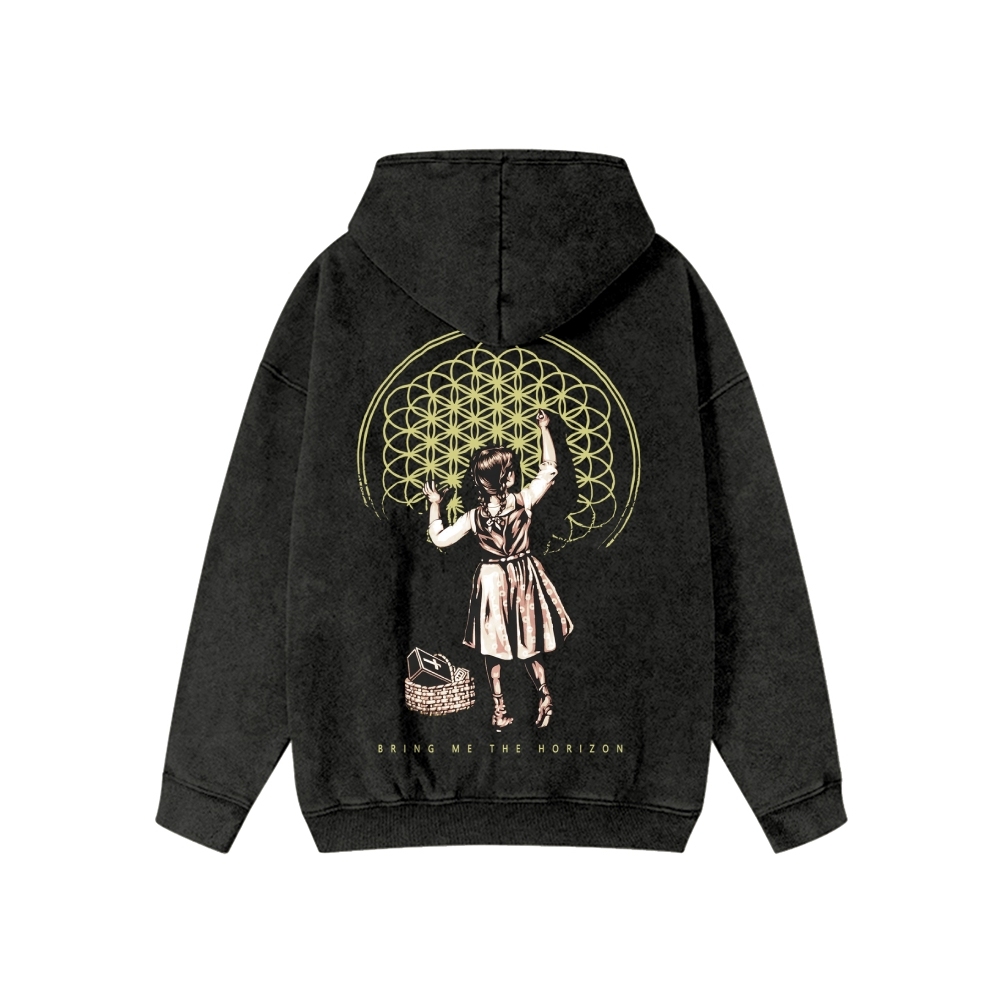 Unisex BMTH Washed Cotton Zipper Hooded Sweatshirt