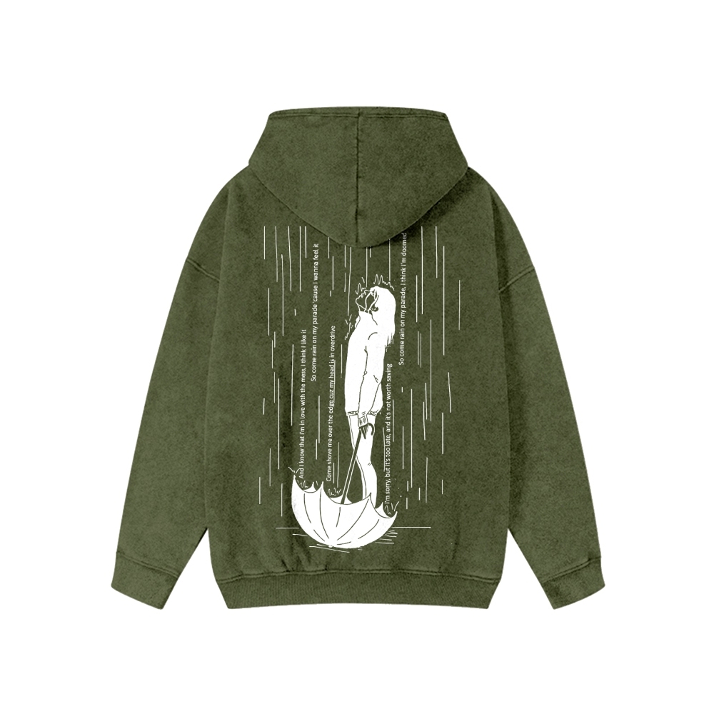 Unisex Washed Cotton Zipper Hooded Sweatshirt