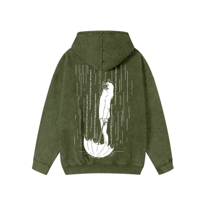 Unisex Washed Cotton Zipper Hooded Sweatshirt