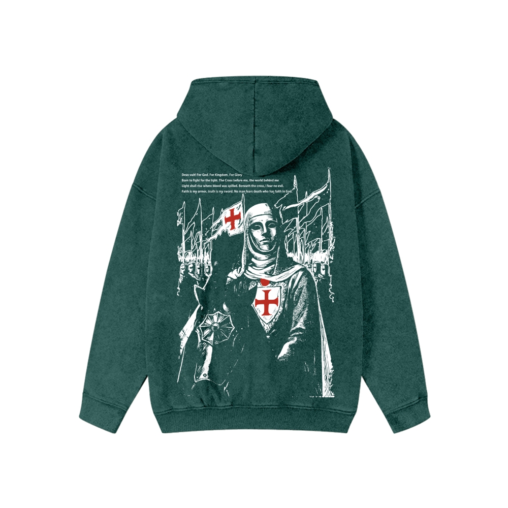 Unisex Baldwin IV Washed Cotton Zipper Hooded Sweatshirt