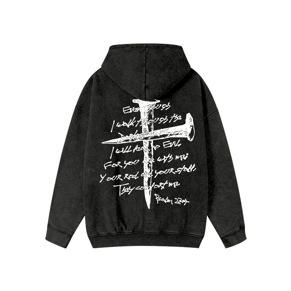 Unisex Faith In The Cross Washed Cotton Zipper Hooded Sweatshirt