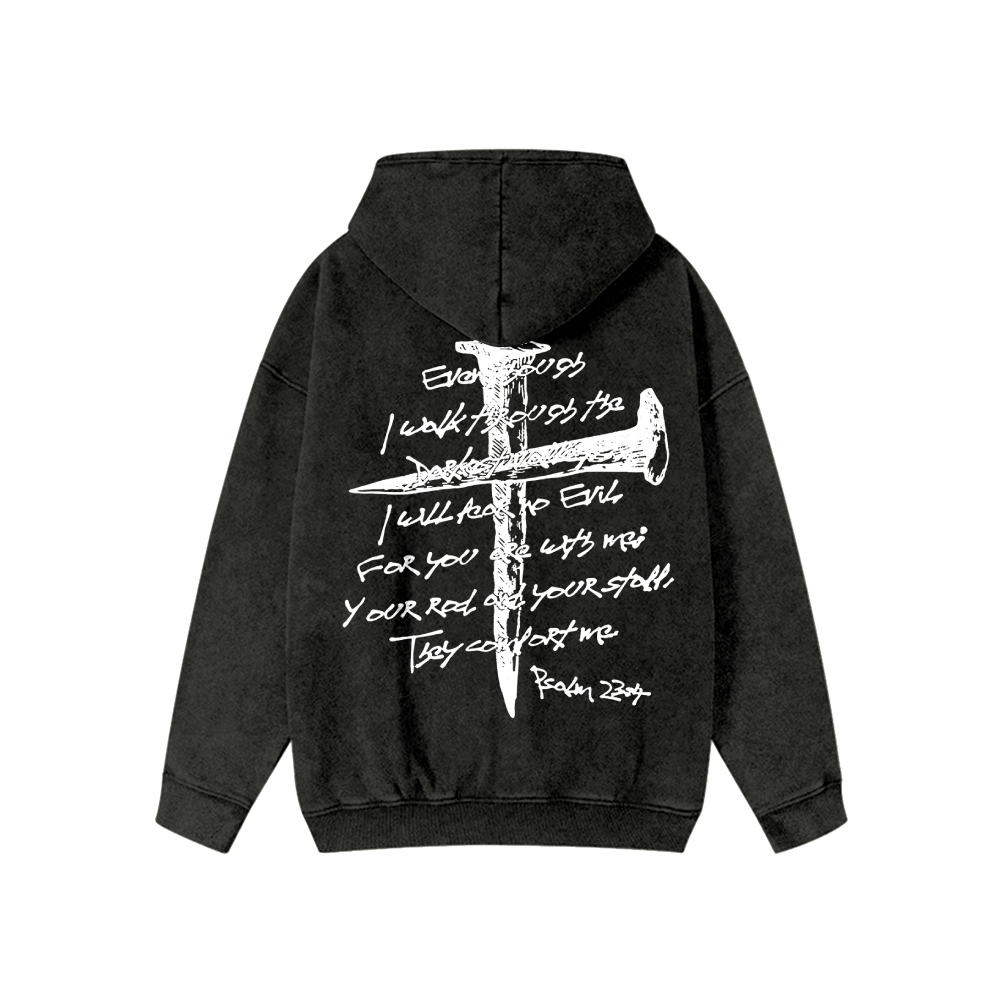 Unisex Faith In The Cross Washed Cotton Zipper Hooded Sweatshirt