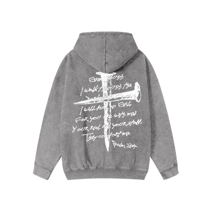 Unisex Faith In The Cross Washed Cotton Zipper Hooded Sweatshirt