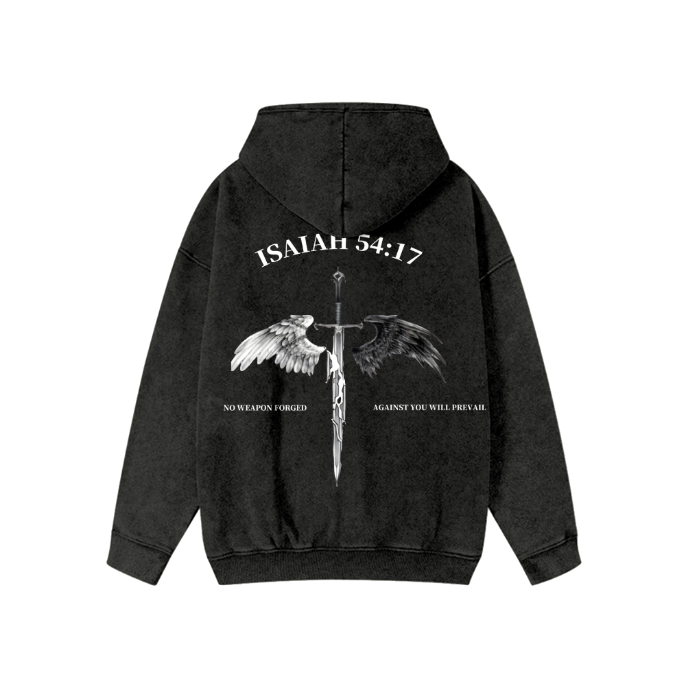 Unisex No Weapon Forged Against You Will Prevail Washed Cotton Zipper Hooded Sweatshirt