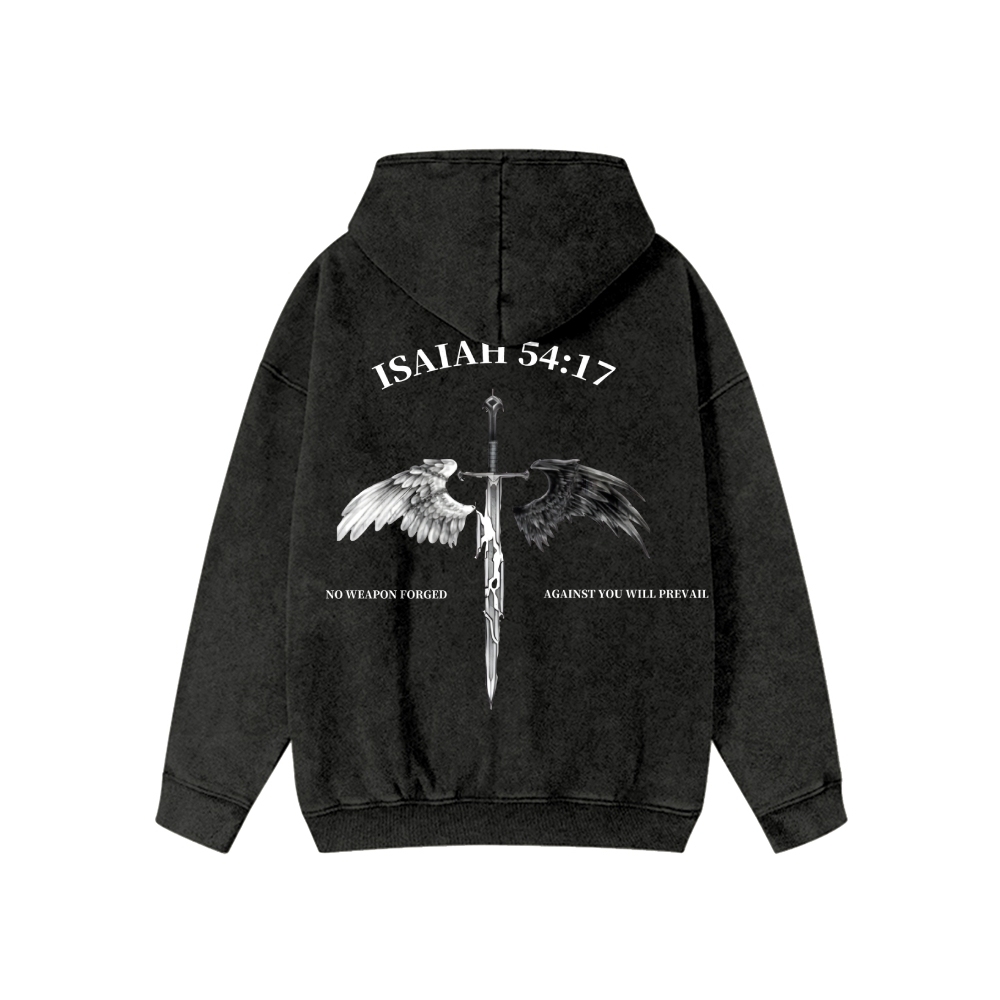 Unisex No Weapon Forged Against You Will Prevail Washed Cotton Zipper Hooded Sweatshirt