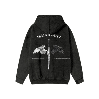 Unisex No Weapon Forged Against You Will Prevail Washed Cotton Zipper Hooded Sweatshirt