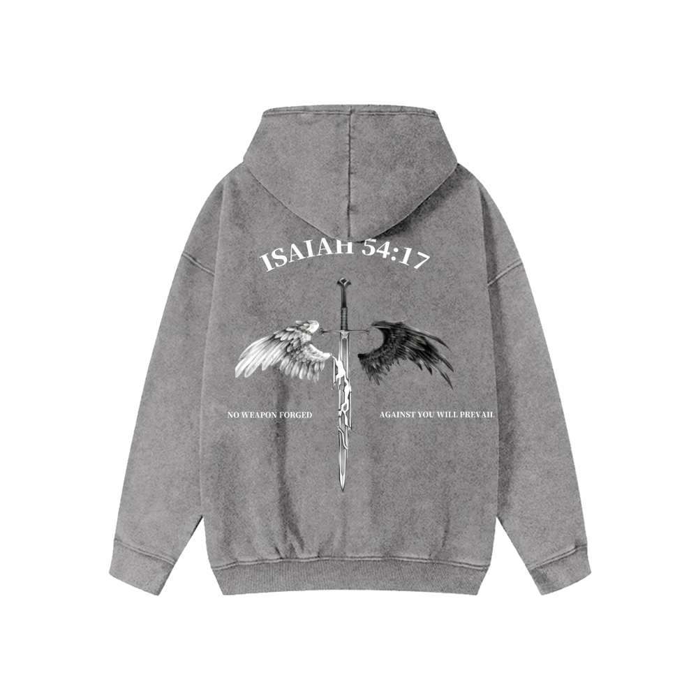 Unisex No Weapon Forged Against You Will Prevail Washed Cotton Zipper Hooded Sweatshirt