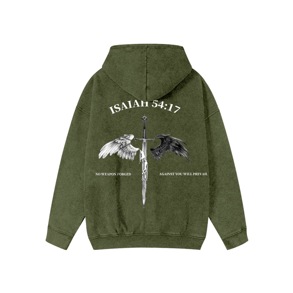 Unisex No Weapon Forged Against You Will Prevail Washed Cotton Zipper Hooded Sweatshirt