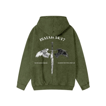 Unisex No Weapon Forged Against You Will Prevail Washed Cotton Zipper Hooded Sweatshirt