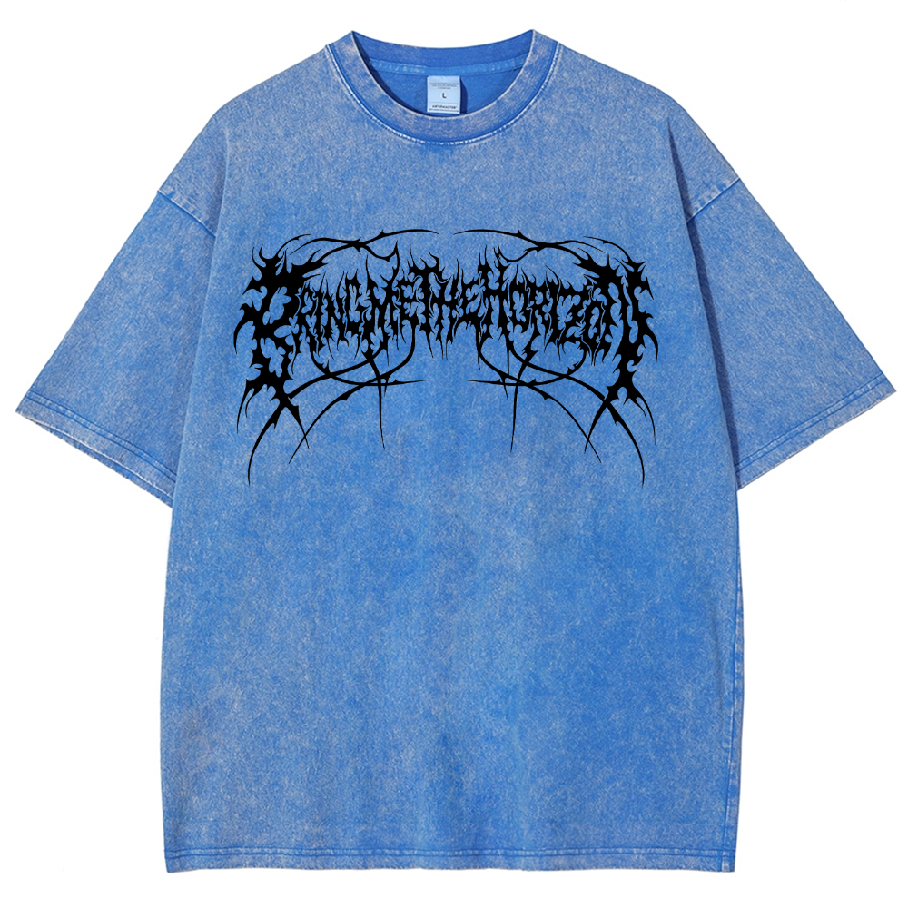 "Bring Me The Horizon" Black Metal Genexis Print Washed T-Shirt