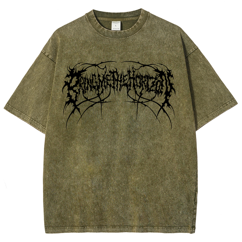 "Bring Me The Horizon" Black Metal Genexis Print Washed T-Shirt