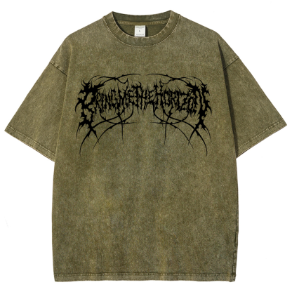 "Bring Me The Horizon" Black Metal Genexis Print Washed T-Shirt