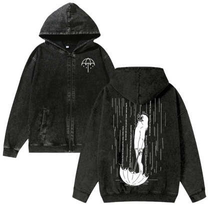 Unisex Washed Cotton Zipper Hooded Sweatshirt