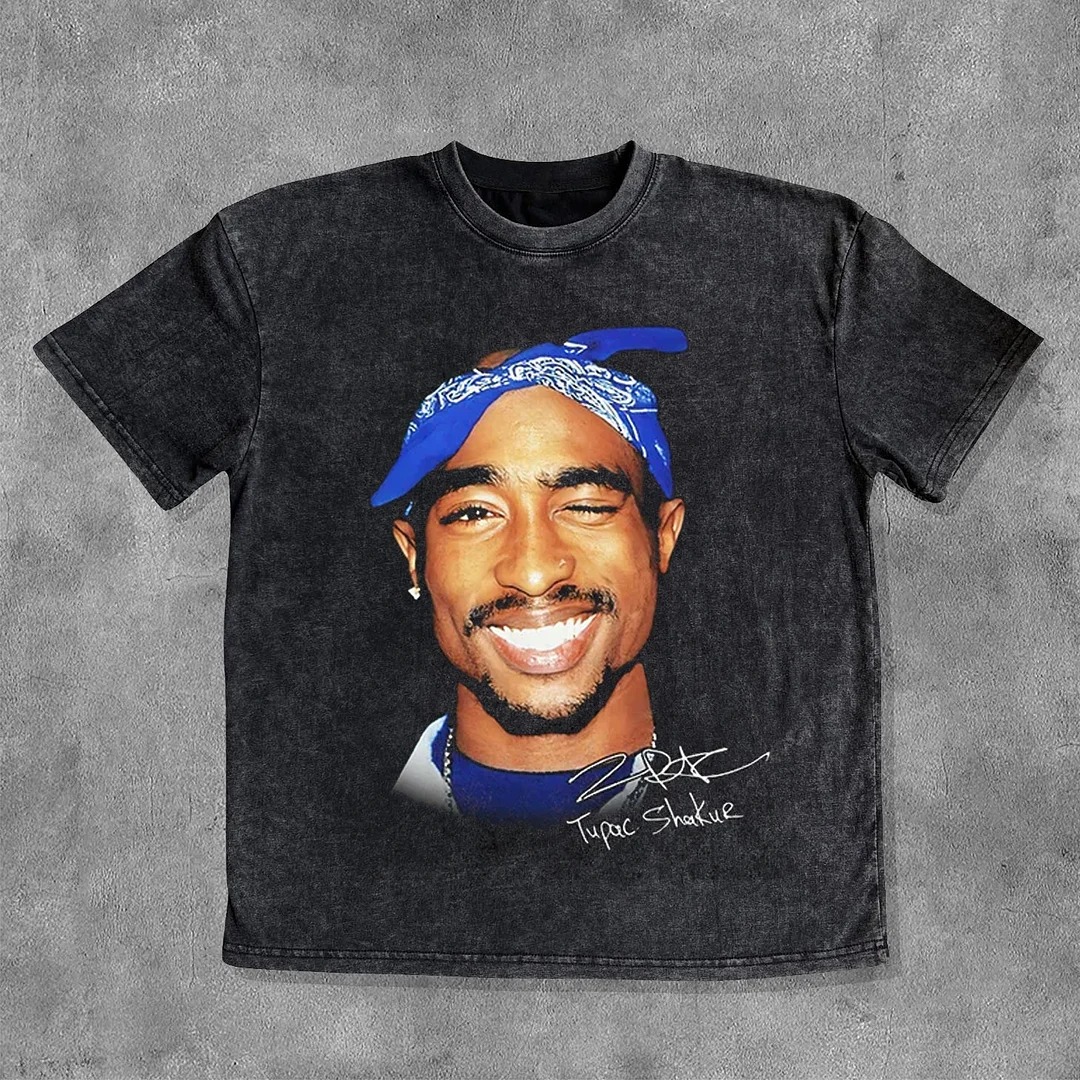 Hip hop Printed Washed Distressed T-Shirt