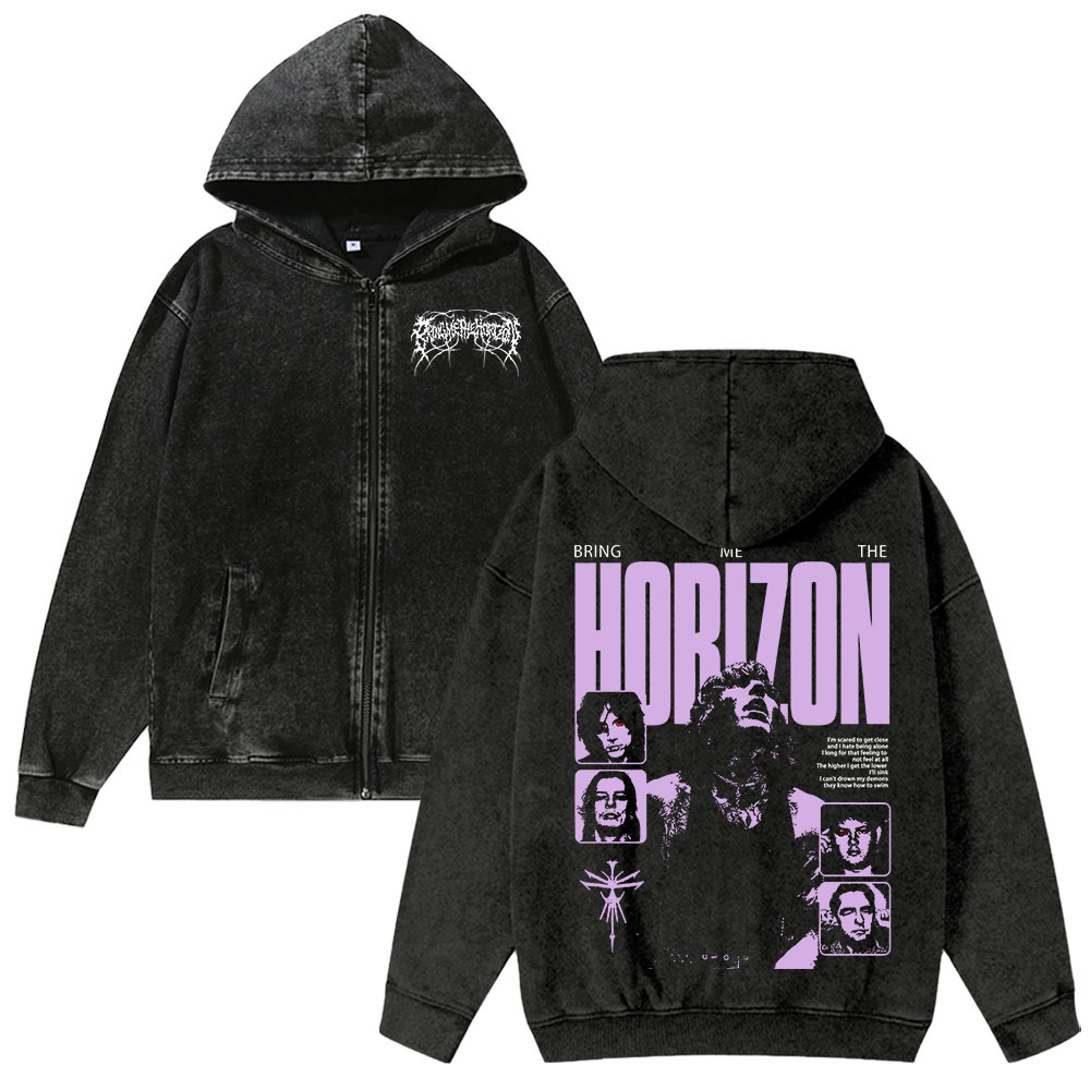 Unisex Washed Cotton Zipper Hooded Sweatshirt