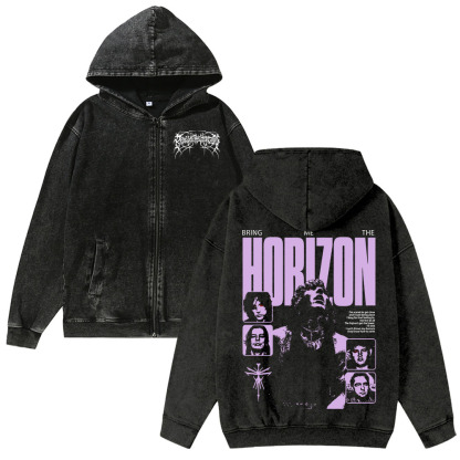 Unisex Washed Cotton Zipper Hooded Sweatshirt