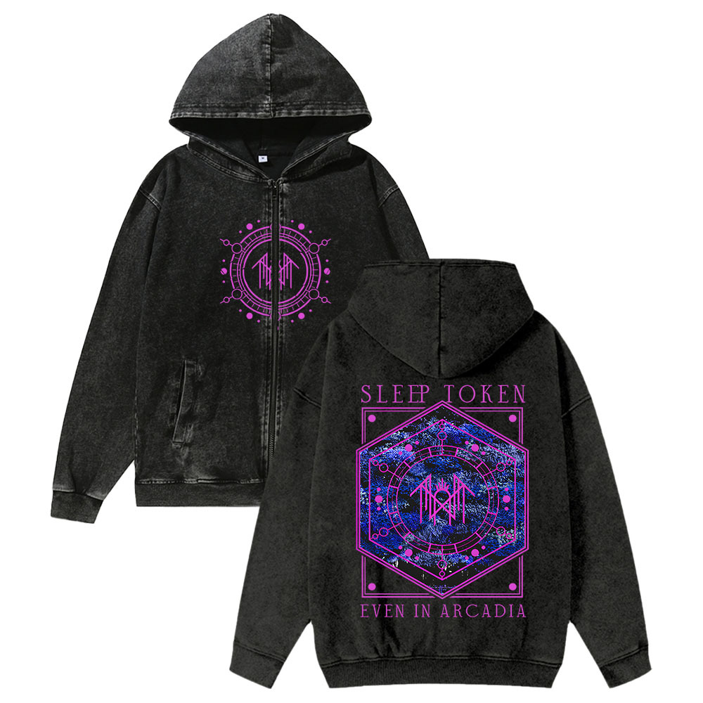 Unisex Sleep Token Washed Cotton Zipper Hooded Sweatshirt