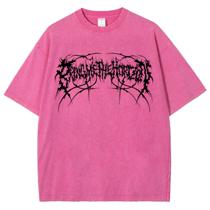 "Bring Me The Horizon" Black Metal Genexis Print Washed T-Shirt